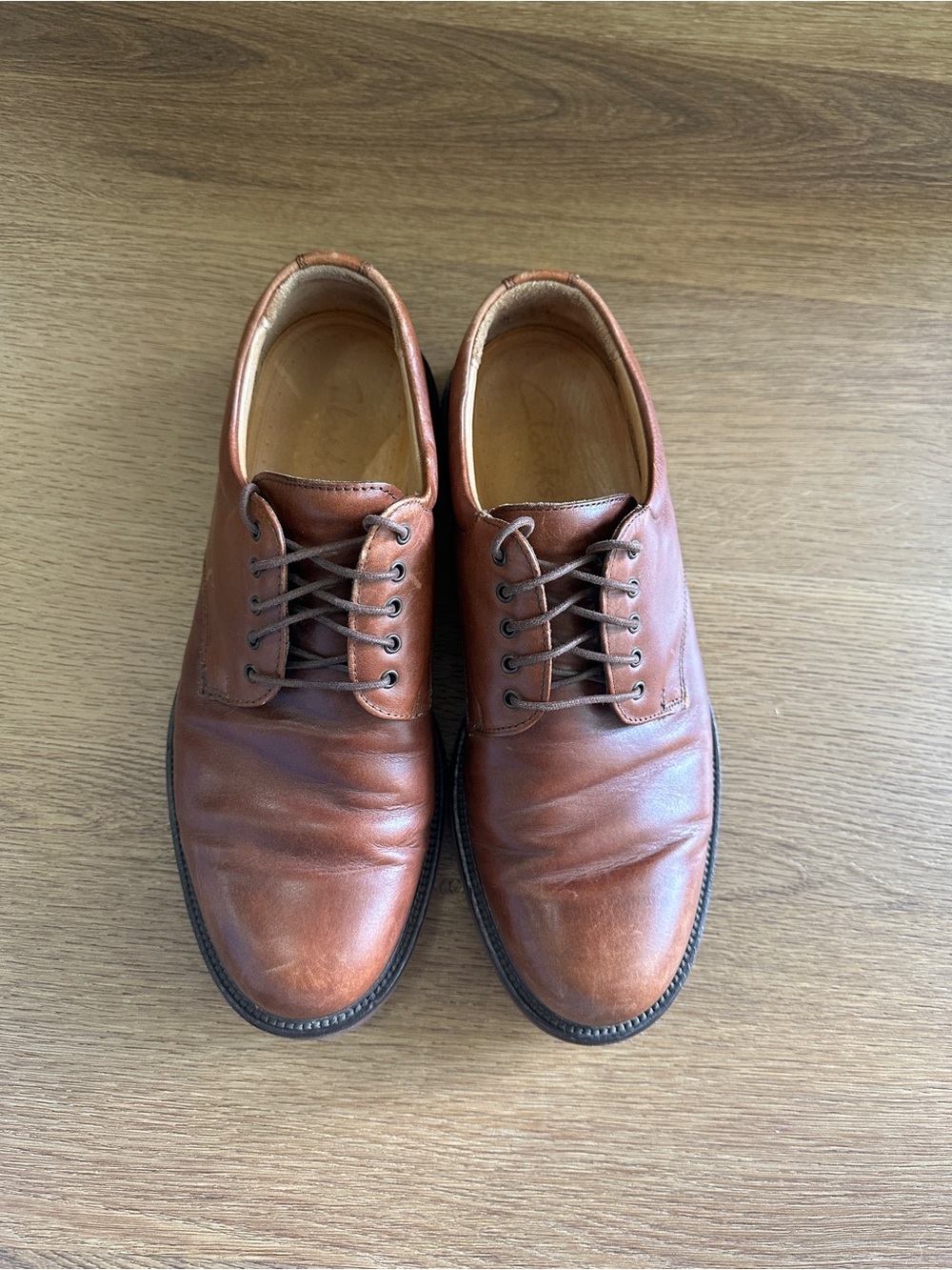 Vintage Clarks Made in Italy Leather Oxfords Brown Dress Shoes 9.5M 1999